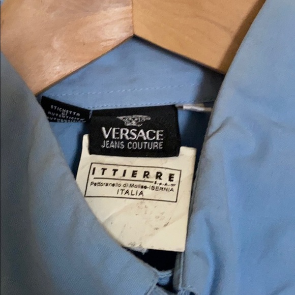 Versace button down Shirt distressed in blue - Picture 6 of 16